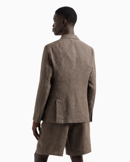 Armani Chaqueta De Abotonadura Sencilla De Lino Desteñido Con Tacto De Crepé