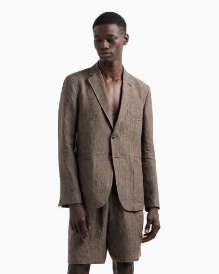 Armani Chaqueta De Abotonadura Sencilla De Lino Desteñido Con Tacto De Crepé