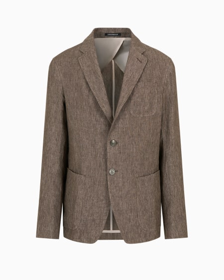 Armani Chaqueta de abotonadura sencilla de lino desteñido con tacto de crepé