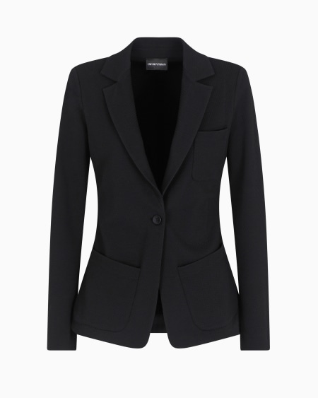 Armani Chaqueta de abotonadura sencilla de punto con elaboración en tejido jacquard efecto punto