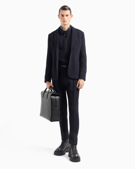 Armani Chaqueta De Abotonadura Sencilla De Punto Elástico De Lana Virgen Con Efecto Tridimensional