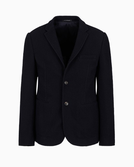 Armani Chaqueta de abotonadura sencilla de punto elástico de lana virgen con efecto tridimensional