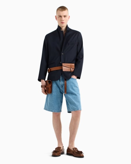 Armani Chaqueta De Abotonadura Sencilla De Sarga Ligera De Mezcla De Lana Virgen