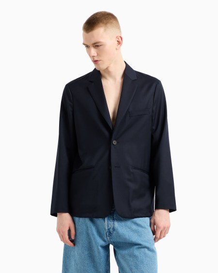 Armani Chaqueta De Abotonadura Sencilla De Sarga Ligera De Mezcla De Lana Virgen