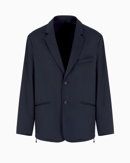 Armani Chaqueta de abotonadura sencilla de sarga ligera de mezcla de lana virgen