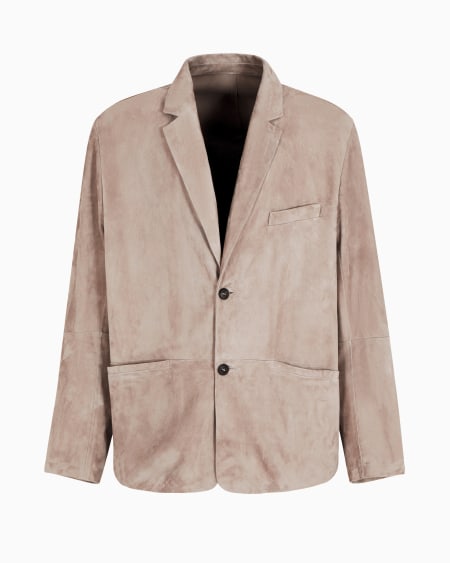 Armani Chaqueta de abotonadura sencilla en ante de cabra