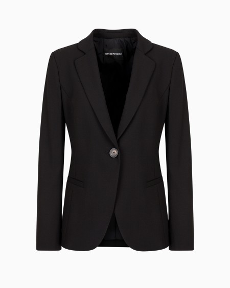 Armani Chaqueta de abotonadura sencilla en grain de poudre de lana