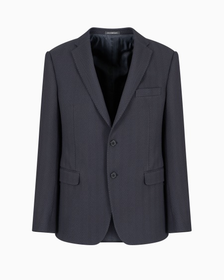 Armani Chaqueta de abotonadura sencilla en mezcla de seda estructurada con motivo chevrón