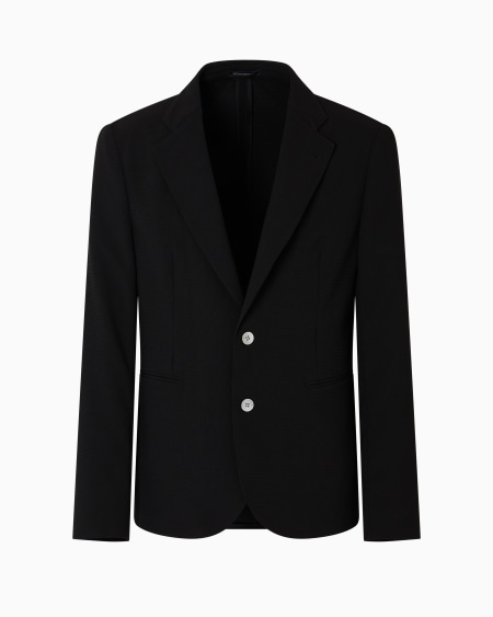 Armani Chaqueta de abotonadura sencilla en punto de crepé microtexturizado con efecto piqué Icon