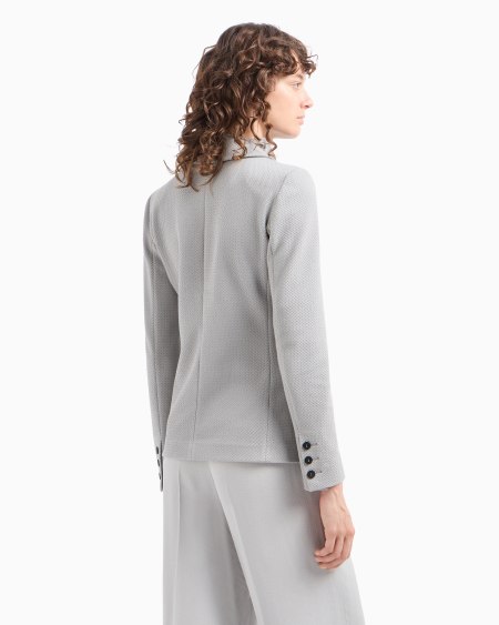 Armani Chaqueta De Abotonadura Sencilla En Punto Jersey Con Elaboración En Tejido Jacquard En Relieve Icon