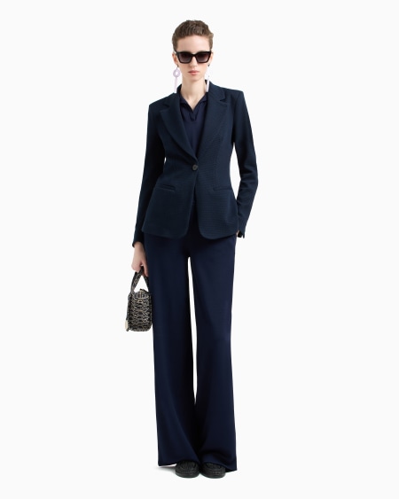 Armani Chaqueta De Abotonadura Sencilla En Punto Jersey Con Elaboración En Tejido Jacquard En Relieve Icon