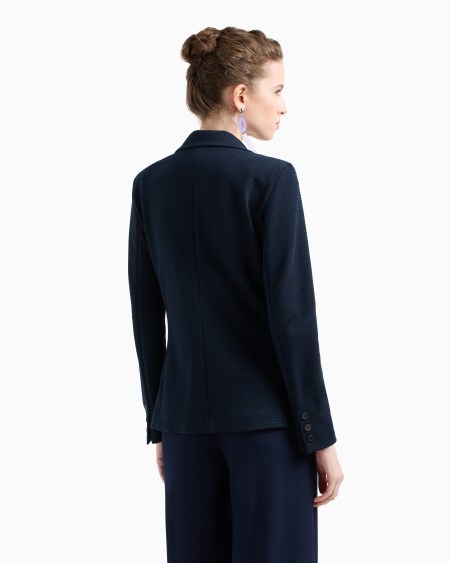 Armani Chaqueta De Abotonadura Sencilla En Punto Jersey Con Elaboración En Tejido Jacquard En Relieve Icon