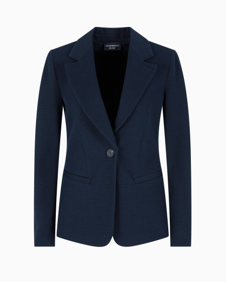 Armani Chaqueta de abotonadura sencilla en punto jersey con elaboración en tejido jacquard en relieve Icon