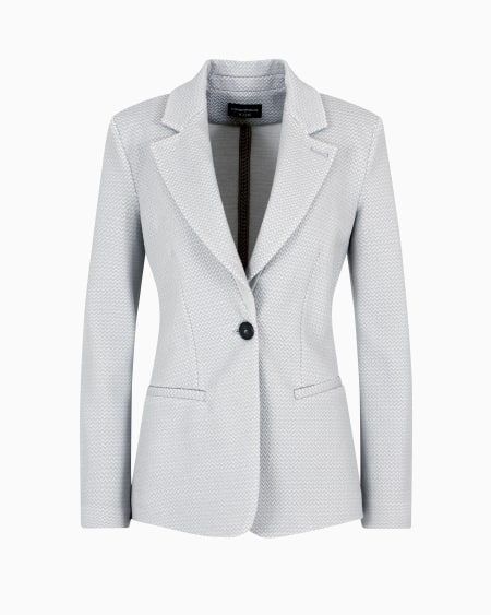 Armani Chaqueta de abotonadura sencilla en punto jersey con elaboración en tejido jacquard en relieve Icon