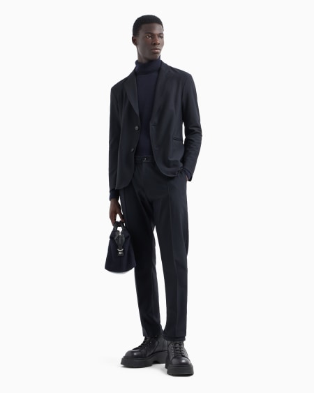 Armani Chaqueta De Abotonadura Sencilla En Punto Técnico Con Microfantasía De Efecto Tridimensional