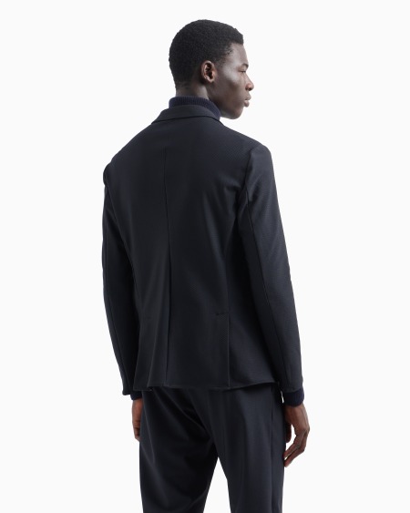 Armani Chaqueta De Abotonadura Sencilla En Punto Técnico Con Microfantasía De Efecto Tridimensional