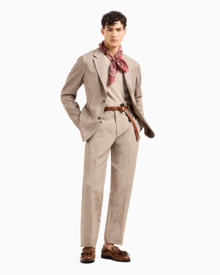 Armani Chaqueta De Abotonadura Sencilla Slim Fit En Frisé Ligero De Mezcla De Lana Virgen