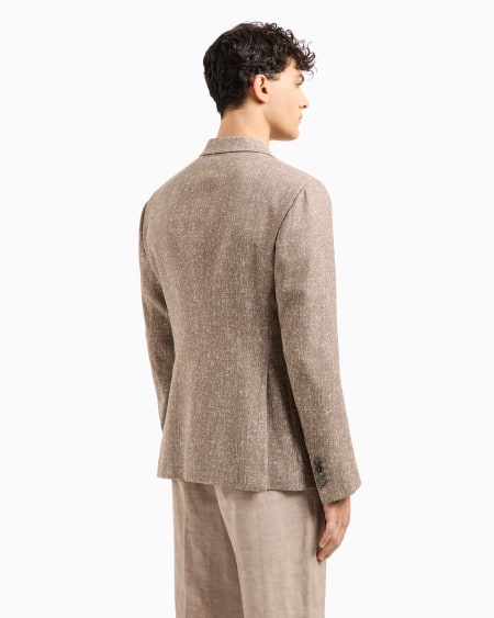 Armani Chaqueta De Abotonadura Sencilla Slim Fit En Frisé Ligero De Mezcla De Lana Virgen