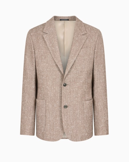 Armani Chaqueta de abotonadura sencilla slim fit en frisé ligero de mezcla de lana virgen