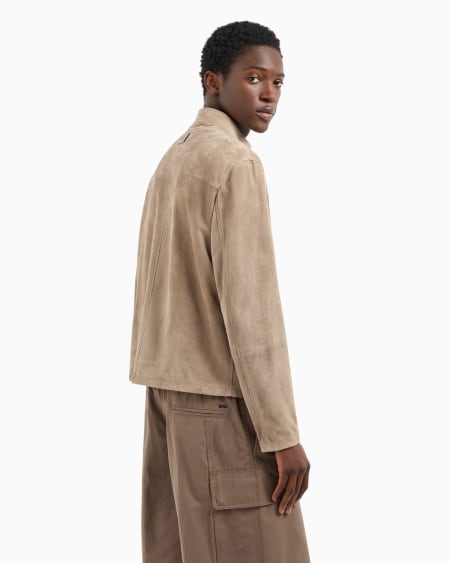 Armani Chaqueta De Ante De Cabra Con Cremallera Completa