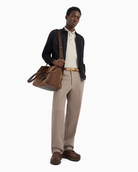 Armani Chaqueta De Ante De Cabra Con Cremallera Completa