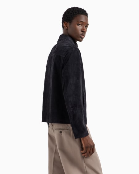 Armani Chaqueta De Ante De Cabra Con Cremallera Completa