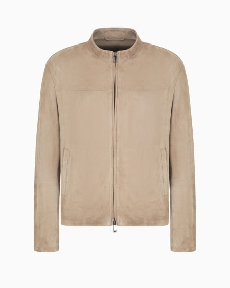 Armani Chaqueta de ante de cabra con cremallera completa