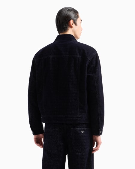 Armani Chaqueta De Denim Con Logotipo Flocado De Letras Integral