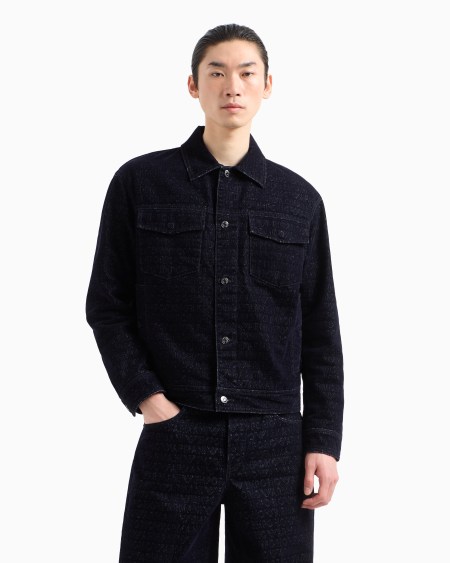 Armani Chaqueta De Denim Con Logotipo Flocado De Letras Integral