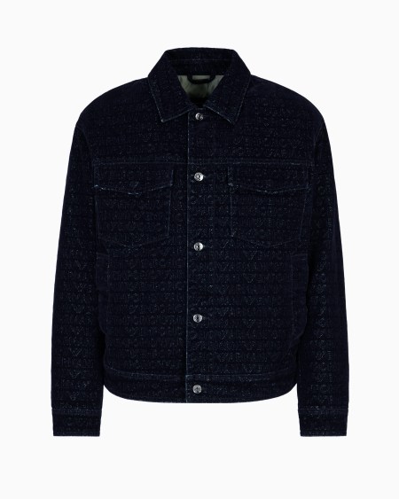 Armani Chaqueta de denim con logotipo flocado de letras integral