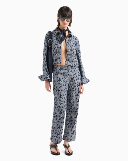 Armani Chaqueta De Denim Con Motivo Integral De Margaritas En Tejido Jacquard Cápsula Peace ASV