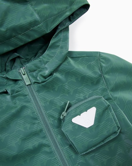 Armani Chaqueta De Nailon Con Capucha Y Motivo Integral De águila