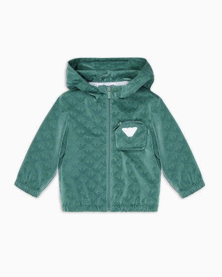 Armani Chaqueta de nailon con capucha y motivo integral de águila