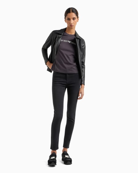 Armani Chaqueta De Napa De Cordero Semianilina Con Aplicaciones De Punto