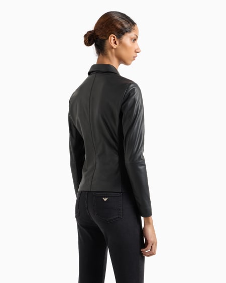 Armani Chaqueta De Napa De Cordero Semianilina Con Aplicaciones De Punto