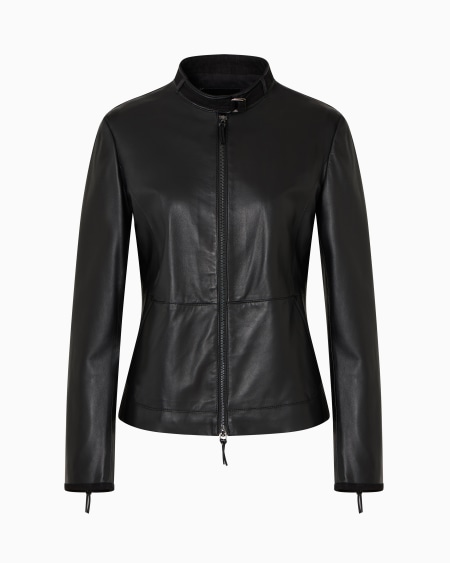 Armani Chaqueta de napa de cordero semianilina y lino