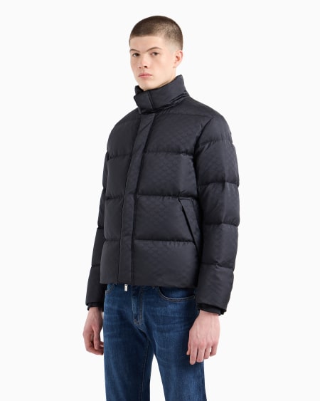 Armani Chaqueta De Plumas Acolchada Con águila Integral En Tejido Jacquard