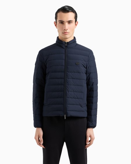 Armani Chaqueta De Plumas Con Cremallera Completa En Nailon Acolchado Y Parche Con Logotipo De águila