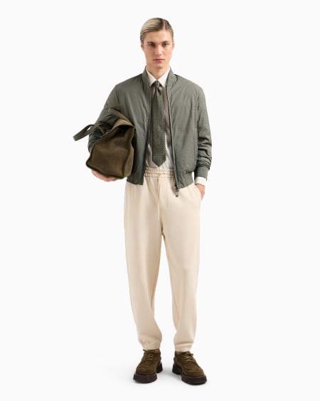 Armani Chaqueta De Plumas Reversible Con Cuello Bomber De Tejido Jacquard De Nailon Con Inscripción Integral