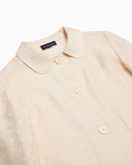 Armani Chaqueta De Tejido Jacquard Con Motivo Integral De Microáguila