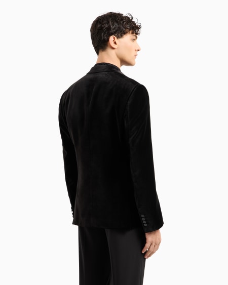Armani Chaqueta De Traje En Terciopelo Con Motivo Integral En Relieve