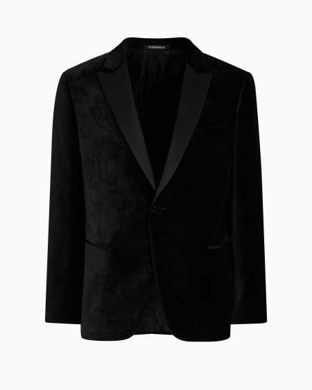 Armani Chaqueta de traje en terciopelo con motivo integral en relieve