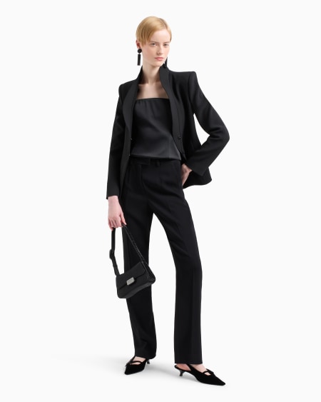 Armani Chaqueta En Crepé De Cady Con Bordes Contorneados Efecto Volantes