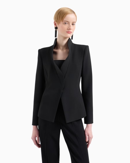 Armani Chaqueta En Crepé De Cady Con Bordes Contorneados Efecto Volantes