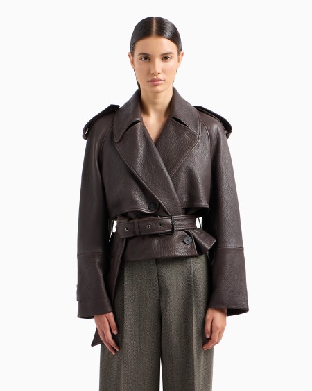 Armani Chaqueta Motera En Napa De Cordero De Grano Natural