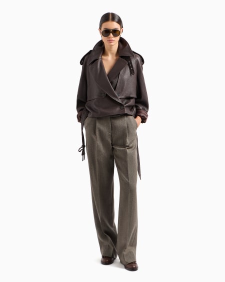 Armani Chaqueta Motera En Napa De Cordero De Grano Natural