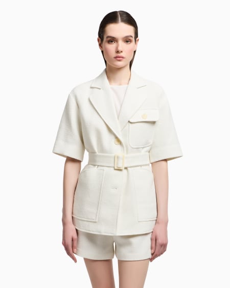 Armani Chaqueta Sahariana En Mezcla De Lana Con Efecto Microbouclé