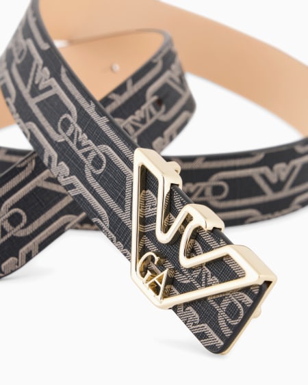 Armani Cinturón Con Placa De águila Y Monograma Estampado