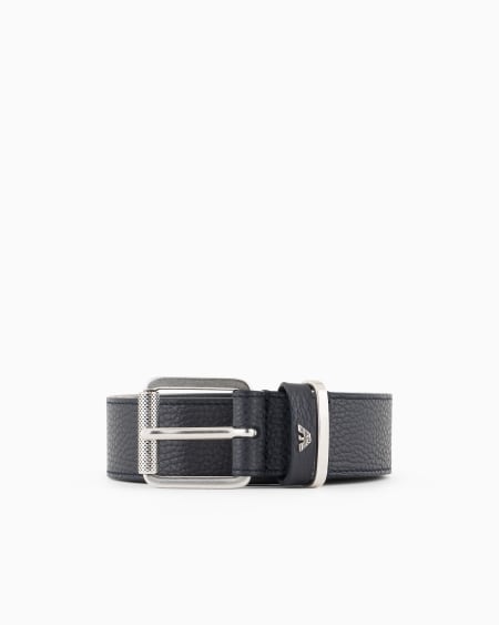 Armani Cinturón de cuero plena flor con maxiinscripción del logotipo