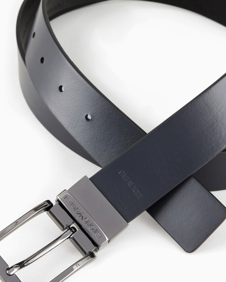 Armani Cinturón Reversible De Piel Con Inscripción Integral En Relieve